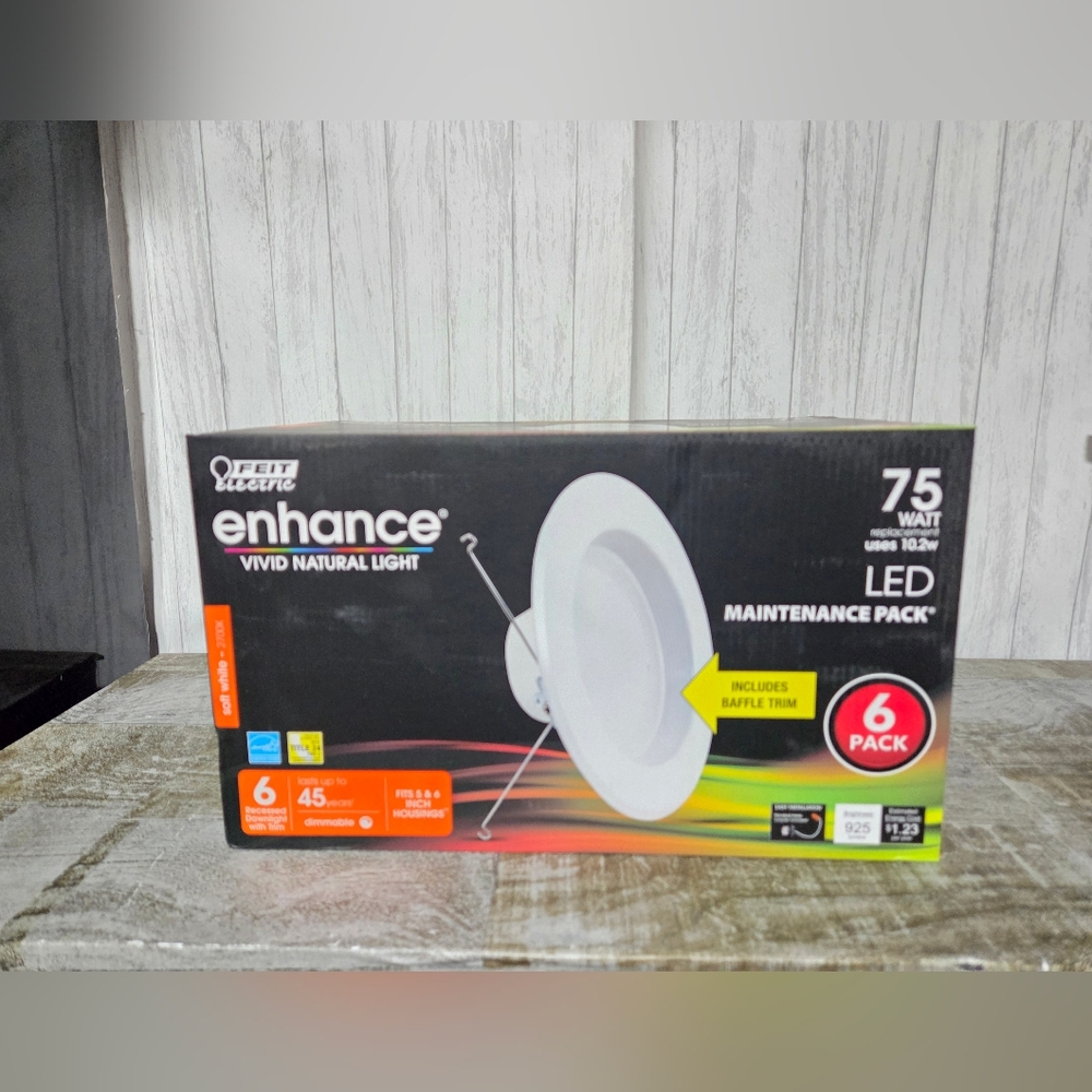 Feit Electric Enhance 5” or 6" LED Recessed Retrofit Trim Downlight 6 Pack